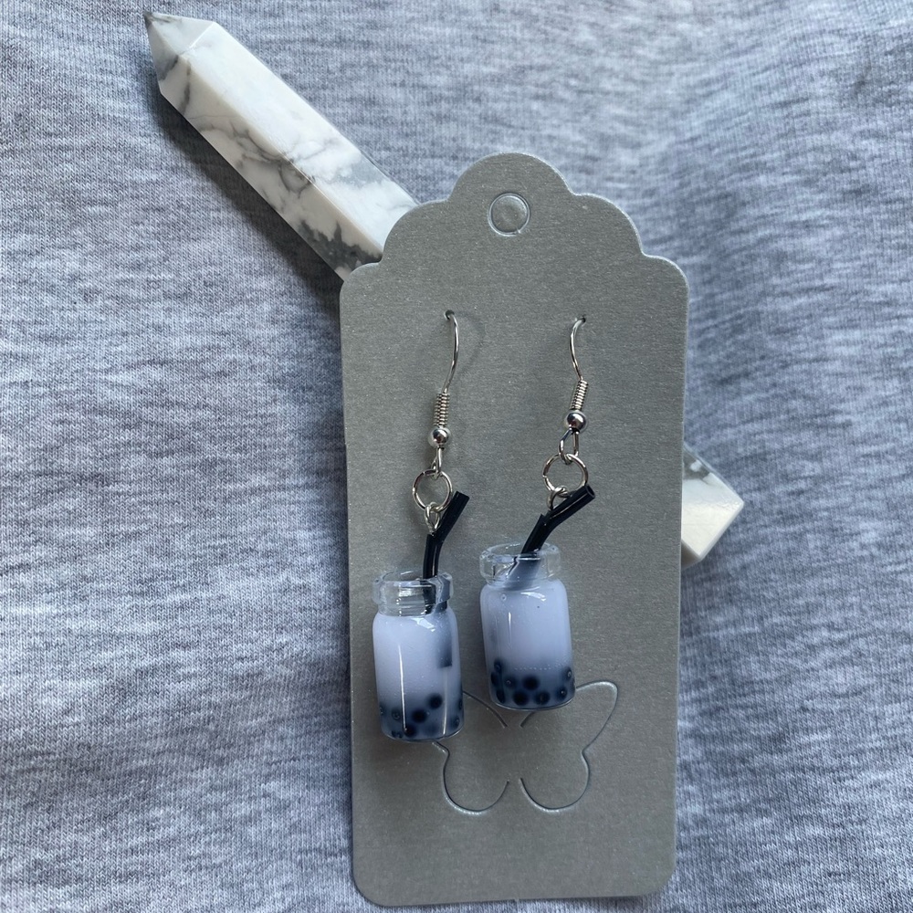Bottle bubble milk tea drop earrings